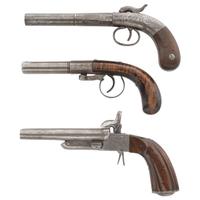 Lot of Three 19th Century Pistols Including Bacon Single Shot