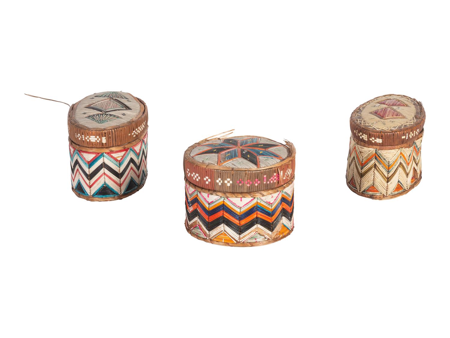 Micmac Quilled Birchbark Boxes