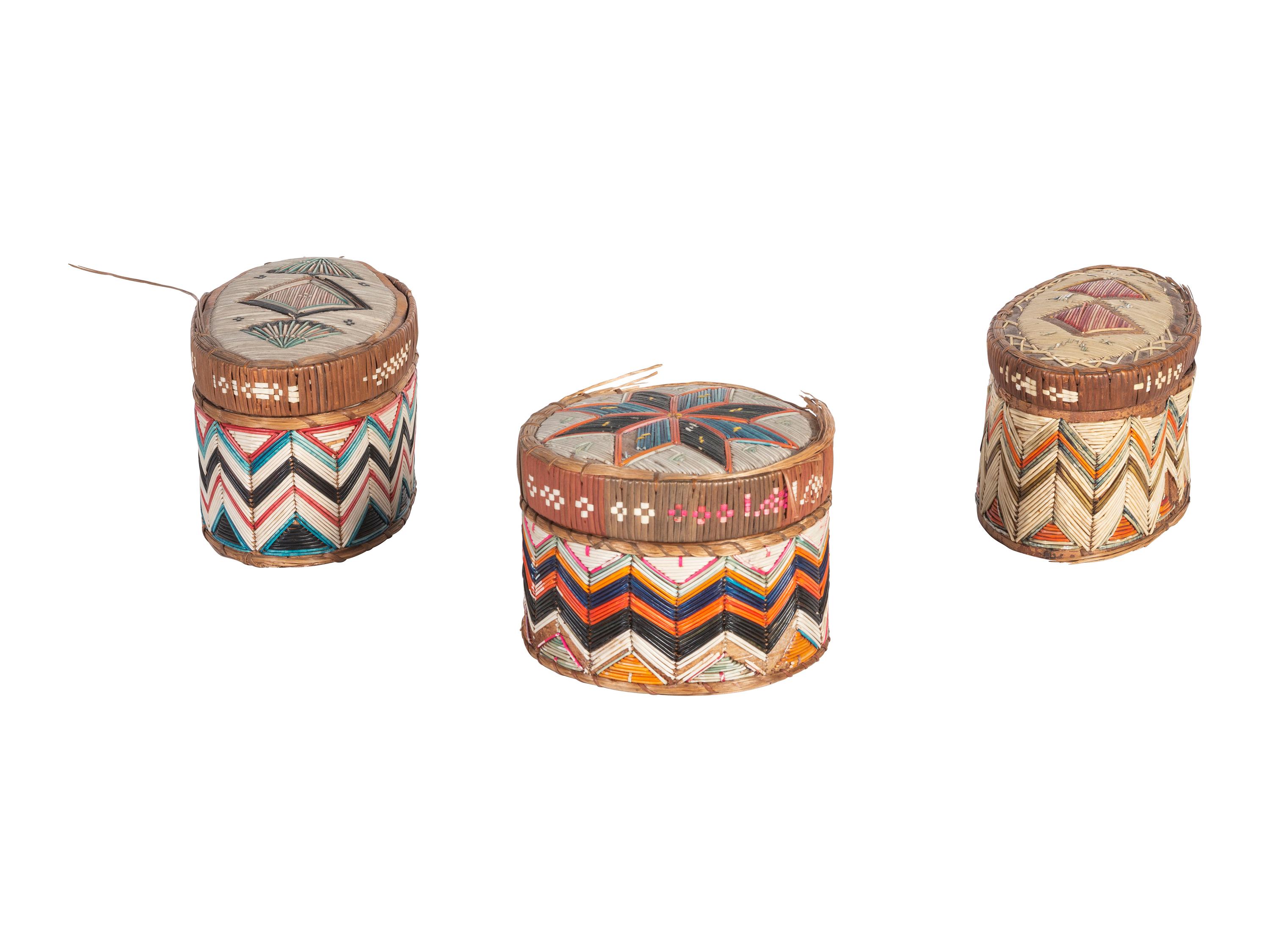 Micmac Quilled Birchbark Boxes