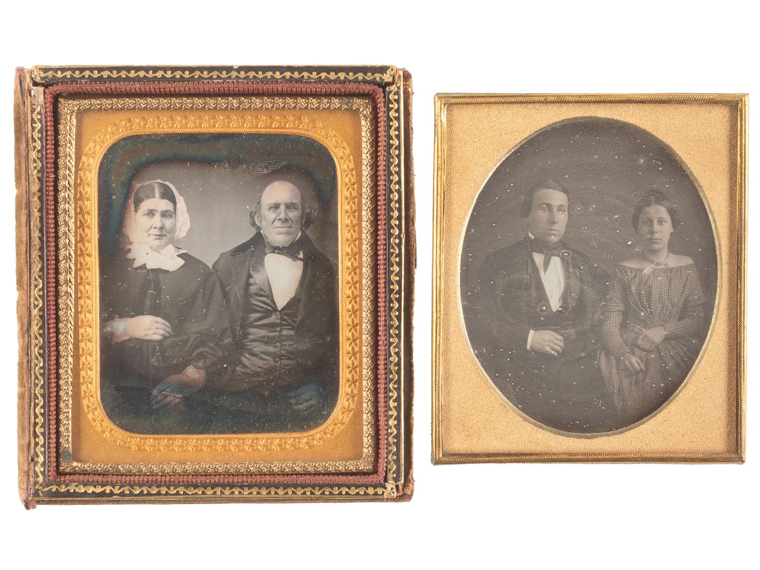 [EARLY PHOTOGRAPHY]. 18 sixth plate daguerreotypes of couples.