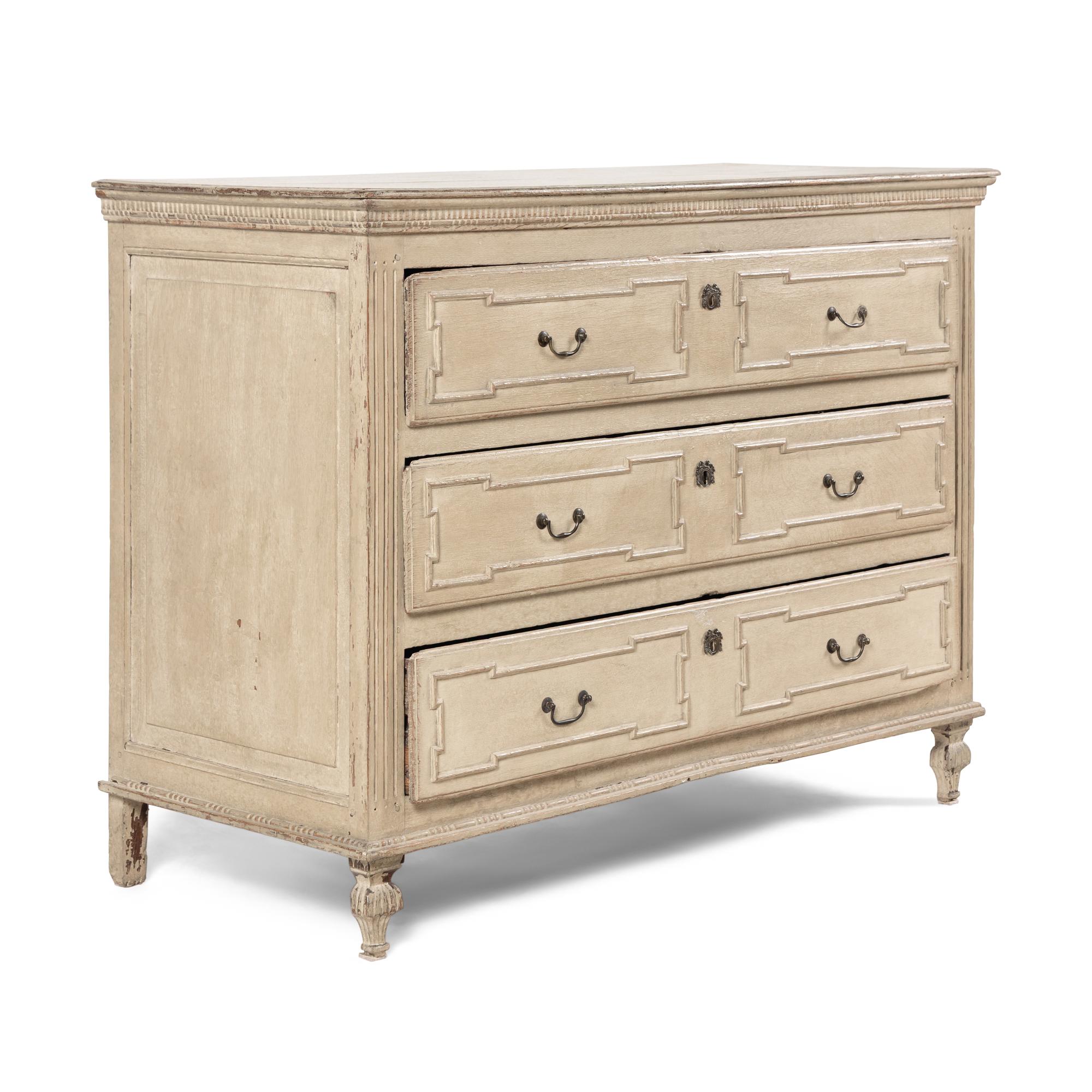 A North European Gray-Painted Commode