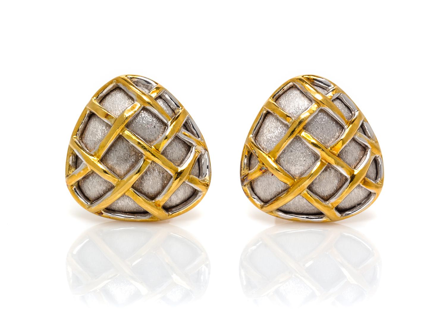 A Pair of 18 Karat Two Tone Gold Earclips, Dorota, 20.30 dwts.