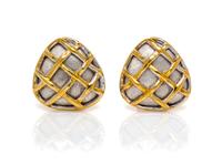 A Pair of 18 Karat Two Tone Gold Earclips, Dorota, 20.30 dwts.