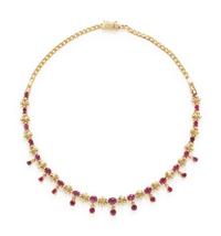 YELLOW GOLD, DIAMOND, AND RUBY NECKLACE