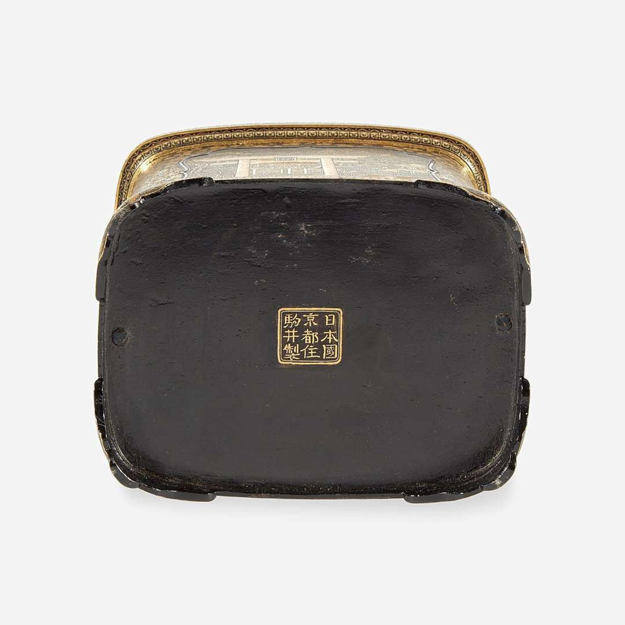 A Japanese gold-inlaid iron miniature cabinet, Komai workshops, Kyoto Meiji period