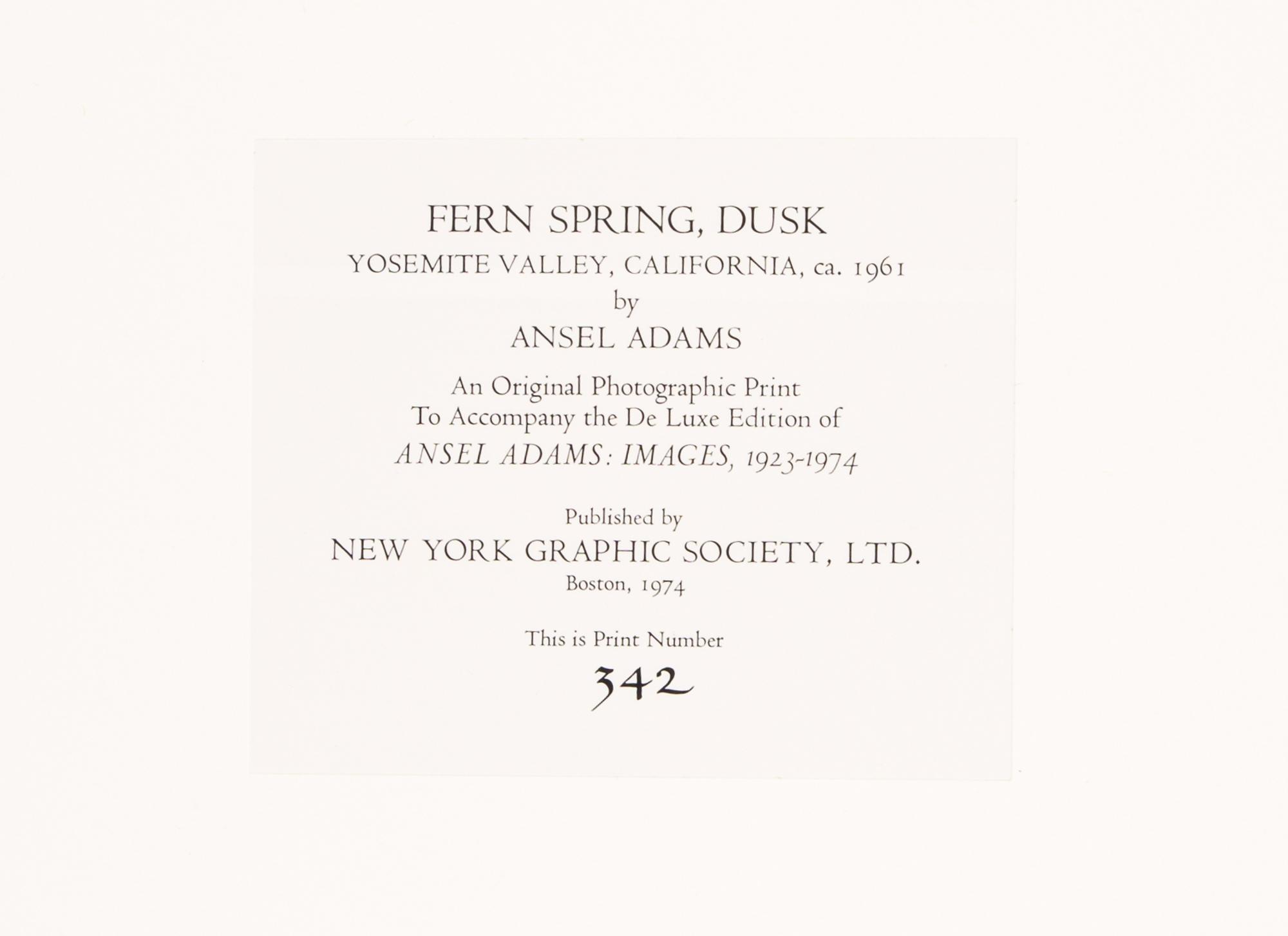 [ARTISTS BOOK]. ADAMS, Ansel (1902-1984). Images 1923-1974 . Boston: New York Graphic Society, 1974.