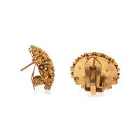 YELLOW GOLD AND ENAMEL FLORAL CLIP EARRINGS