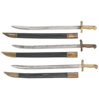 Three US Model 1855 Type Saber Bayonets with Scabbards