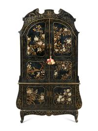 An Italian Black Japanned Bar Cabinet