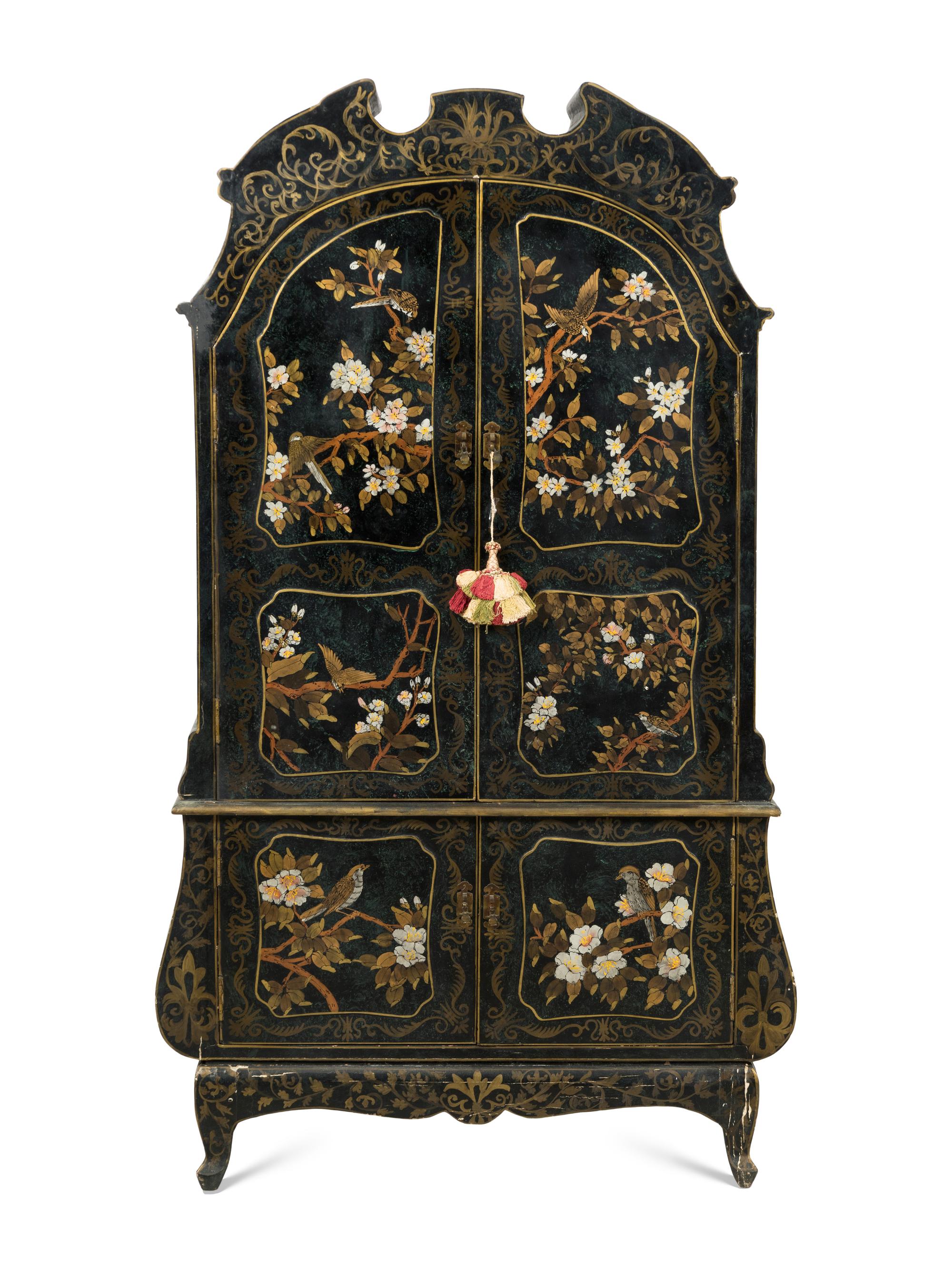 An Italian Black Japanned Bar Cabinet