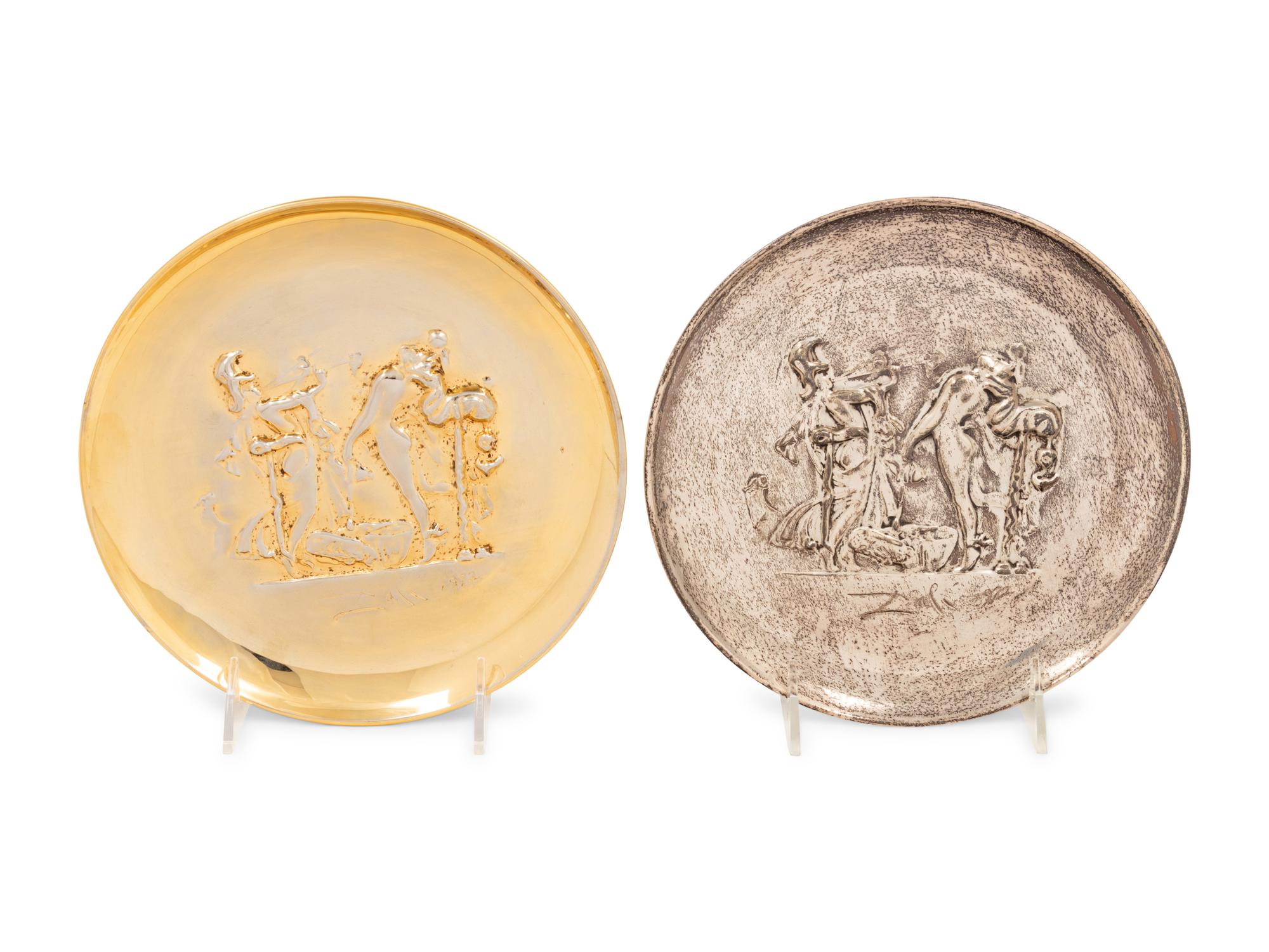 Two Lincoln Mint Silver Plates After Salvador Dali