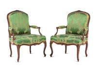 A Pair of Louis XV Beechwood Fauteuils