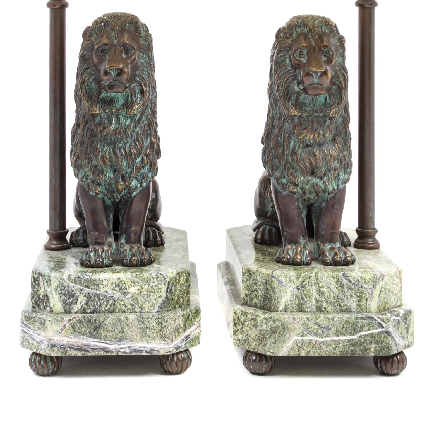 A Pair of Continental Bronze Animalier Figures Height overall 30 3/4 inches. — 20TH CENTURY