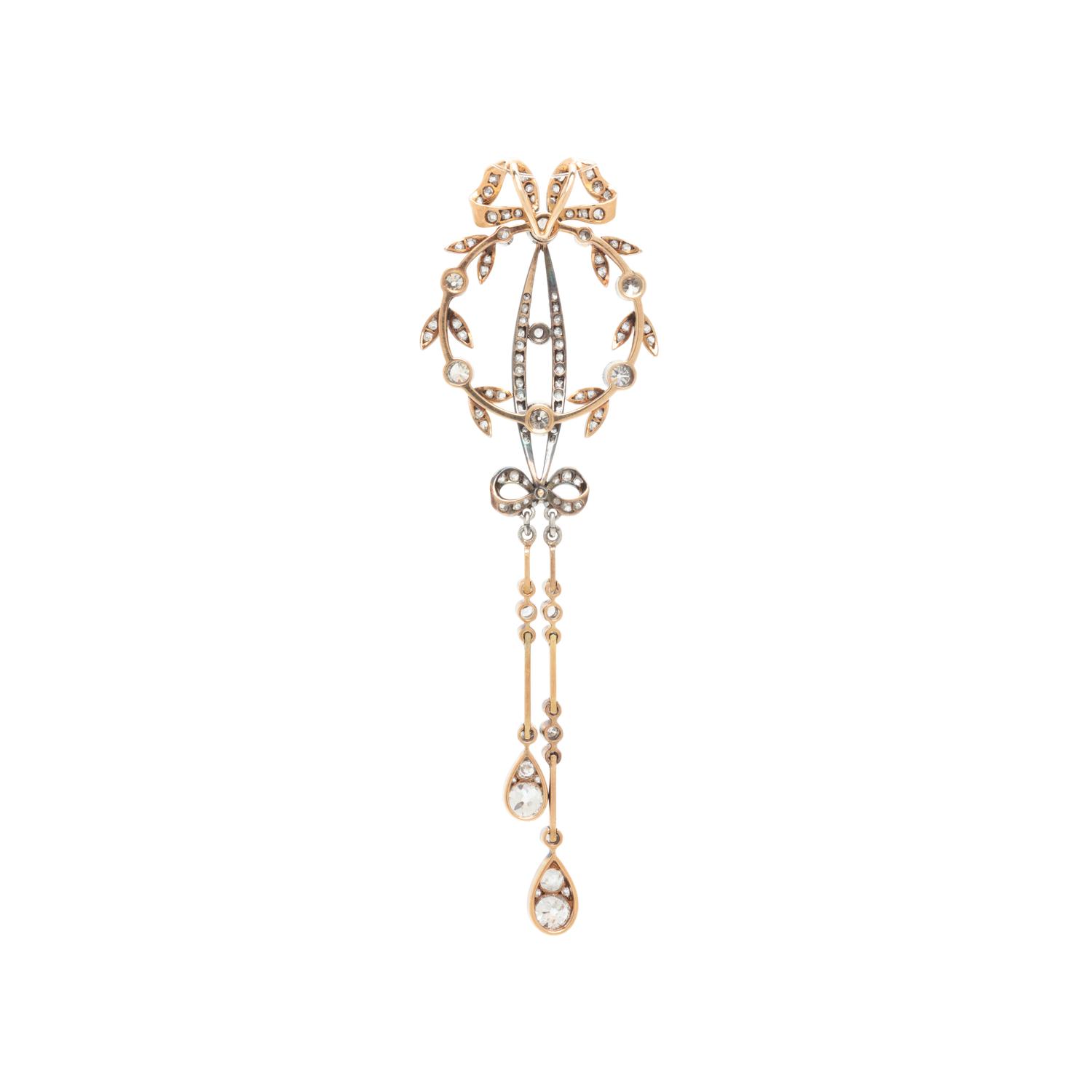ANTIQUE, PLATINUM-TOPPED GOLD AND DIAMOND PENDANT