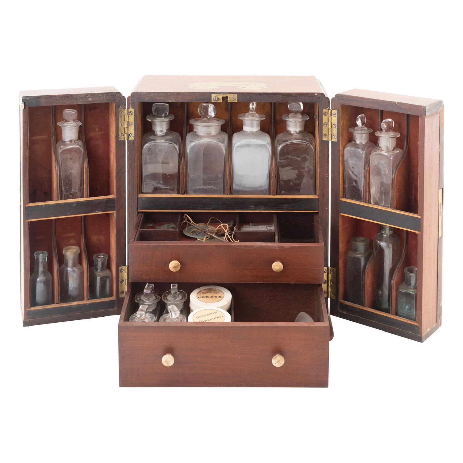 [Medicine] 19th Century wooden cased apothecary cabinet.