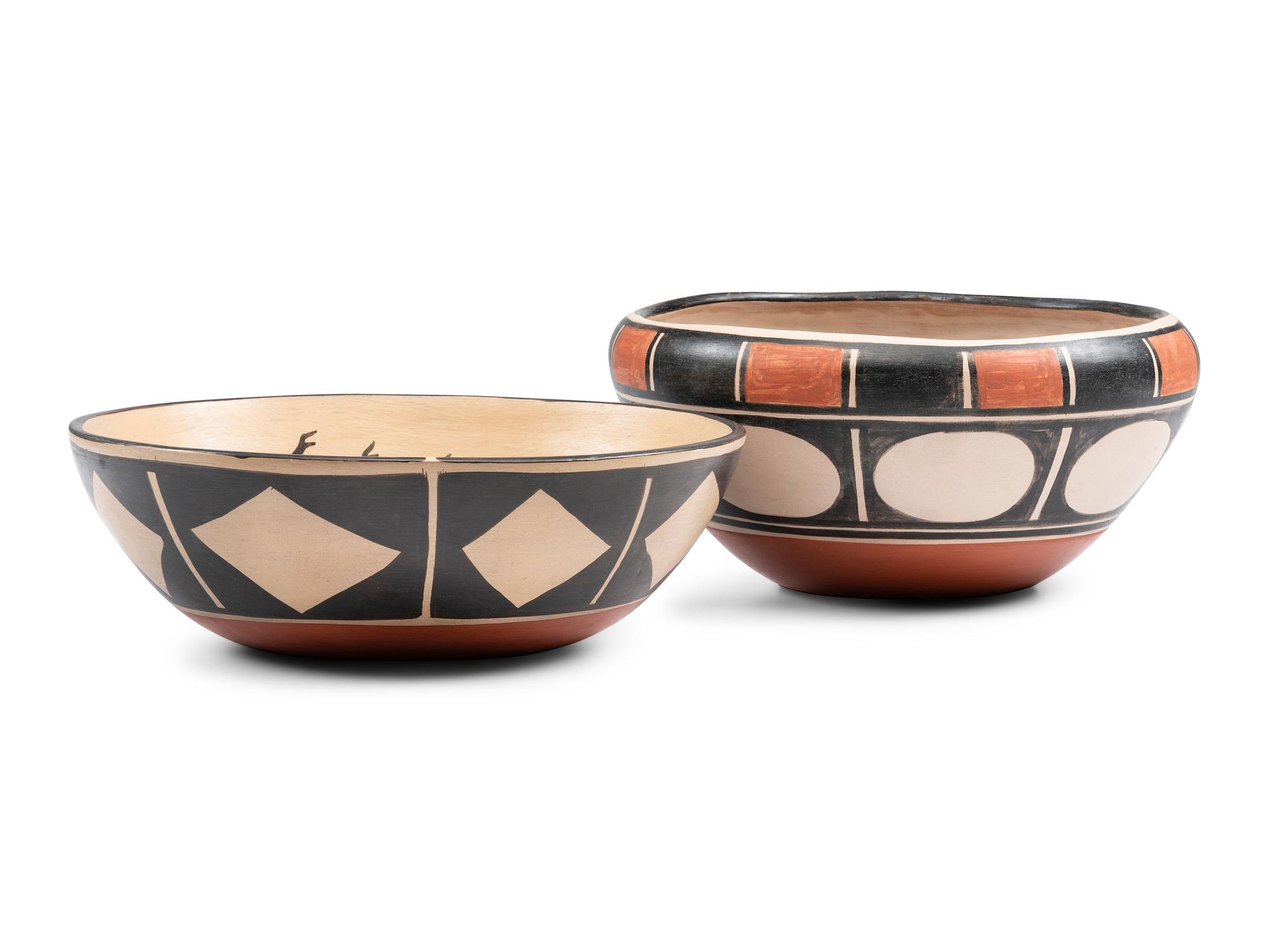 Polychrome Pottery Bowls, with Animals