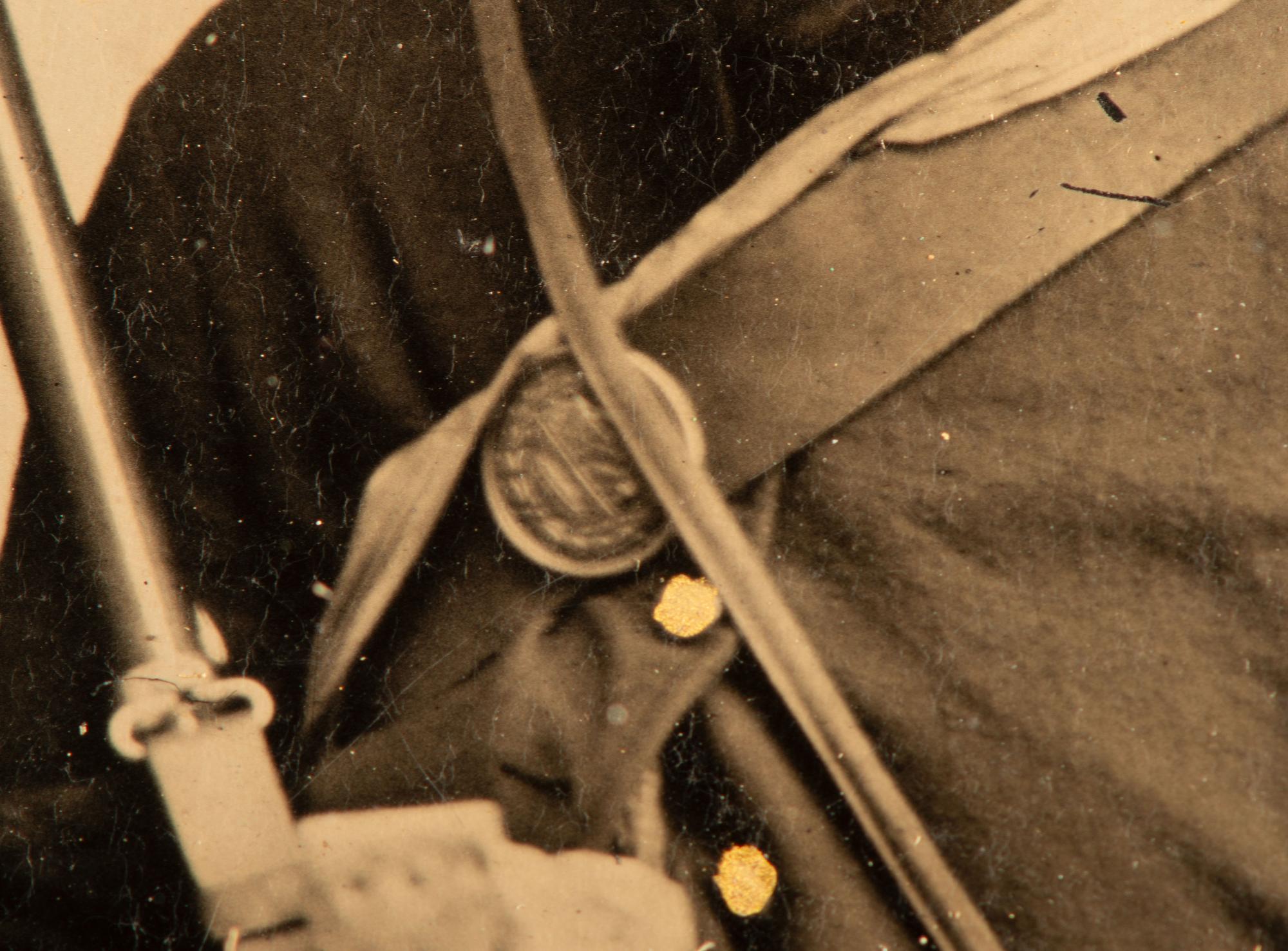 Sixth plate tintype taken in the field featuring Ohio soldiers posed with their rifles, equipment, mess gear, and hardtack.
