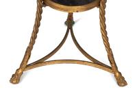 A Pair of French Neoclassical Gilt Bronze Gueridons with Inset Black Marble Tops
