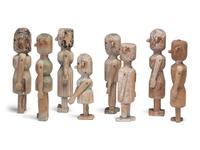 Eight Folk Art Carved Pine Figures