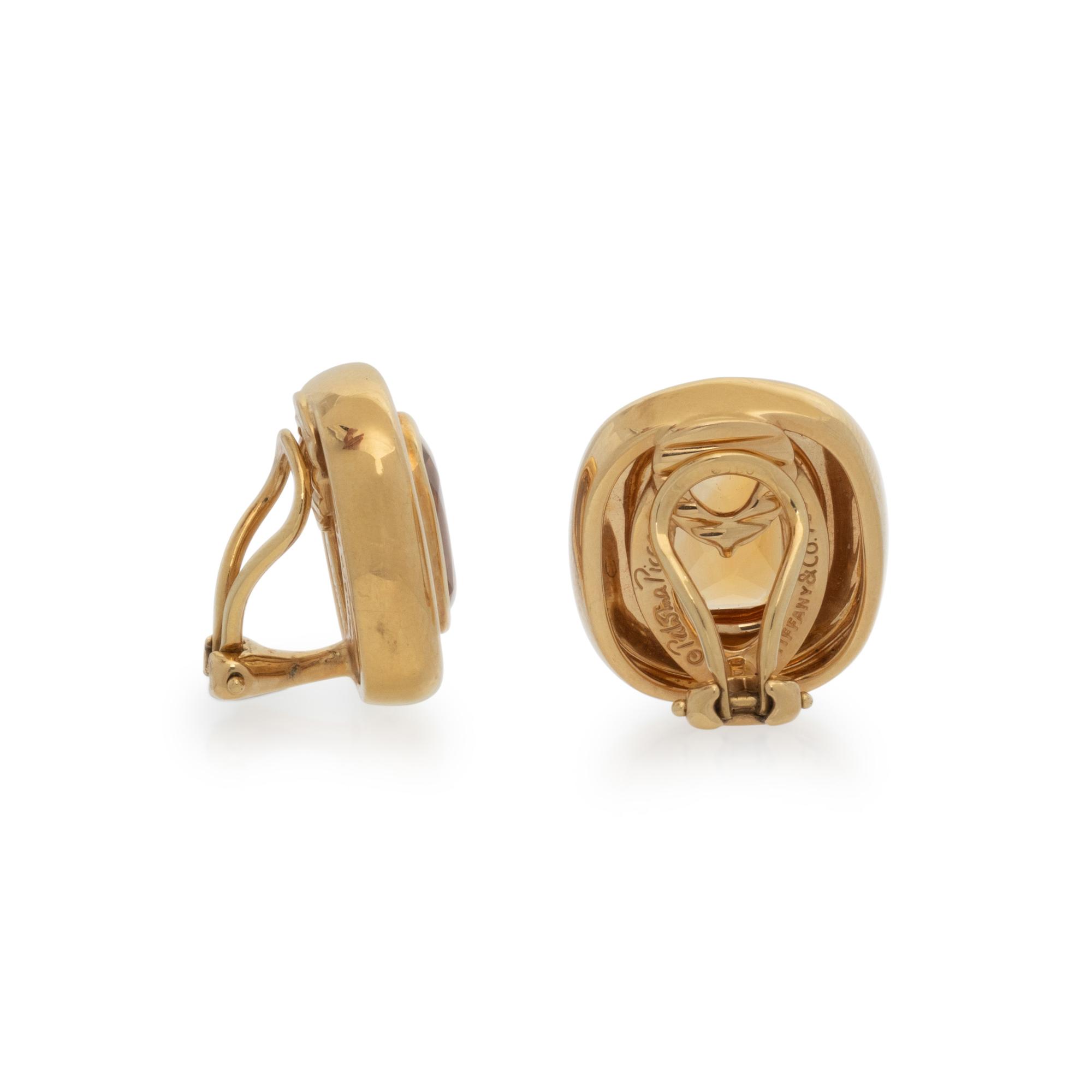 TIFFANY & CO., PALOMA PICASSO, YELLOW GOLD AND CITRINE CLIP EARRINGS
