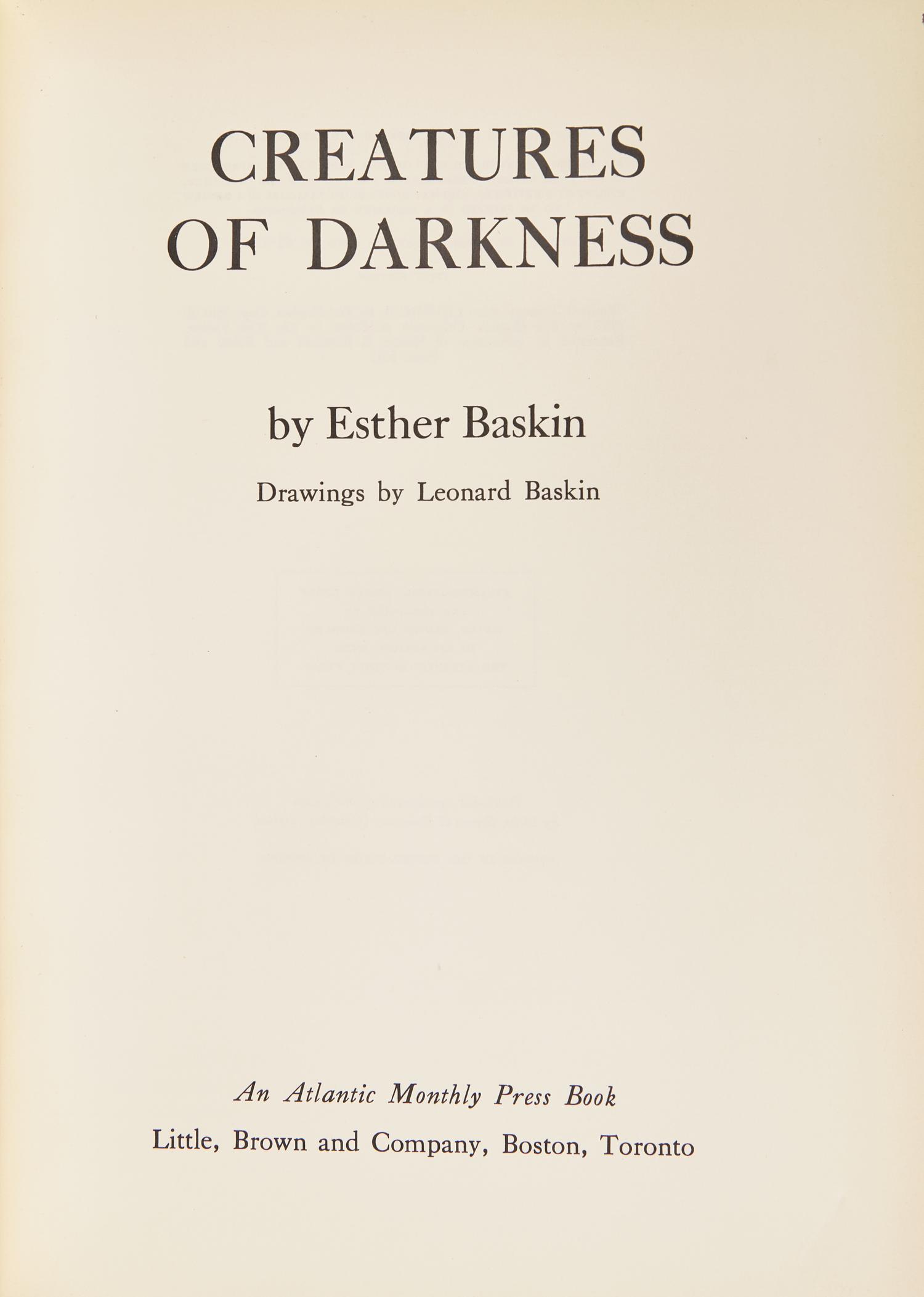 [Art] [Warhol, Andy] Baskin, Esther. Creatures of Darkness