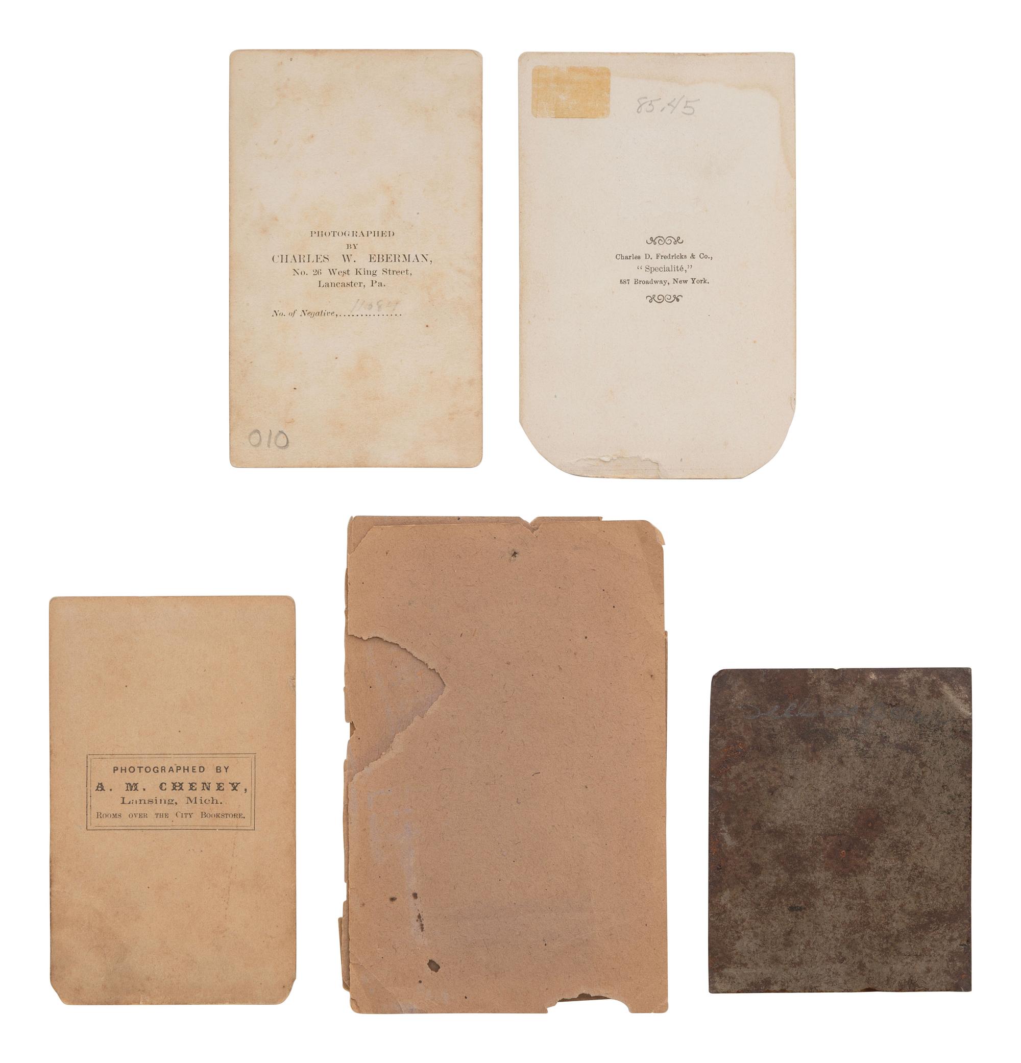 [CIVIL WAR]. 5 portraits of unidentified officers and enlisted men.