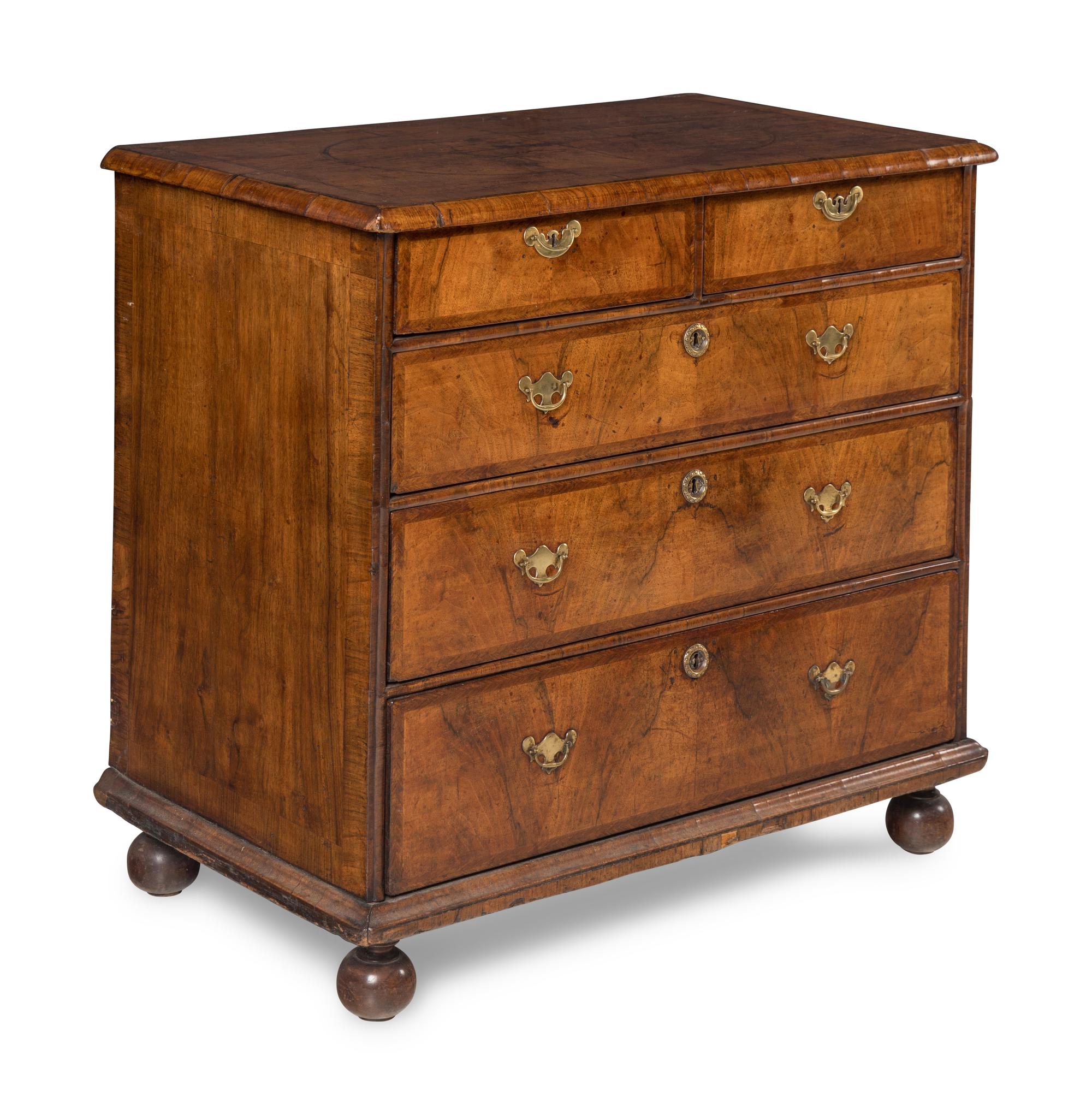 A William and Mary Walnut Chest of Drawers
