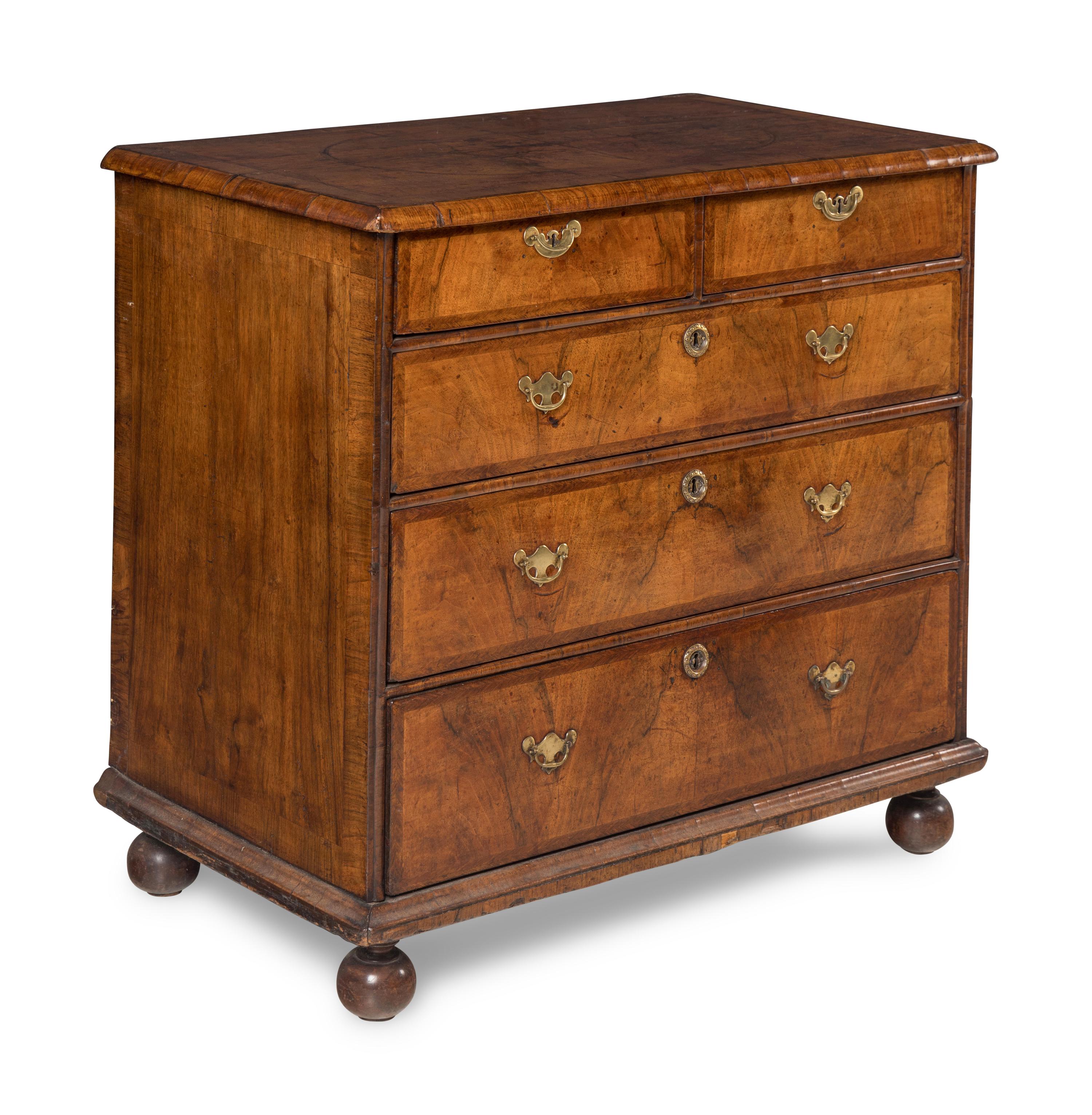 A William and Mary Walnut Chest of Drawers