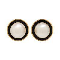 CULTURED MABE PEARL AND ONYX EARRINGS