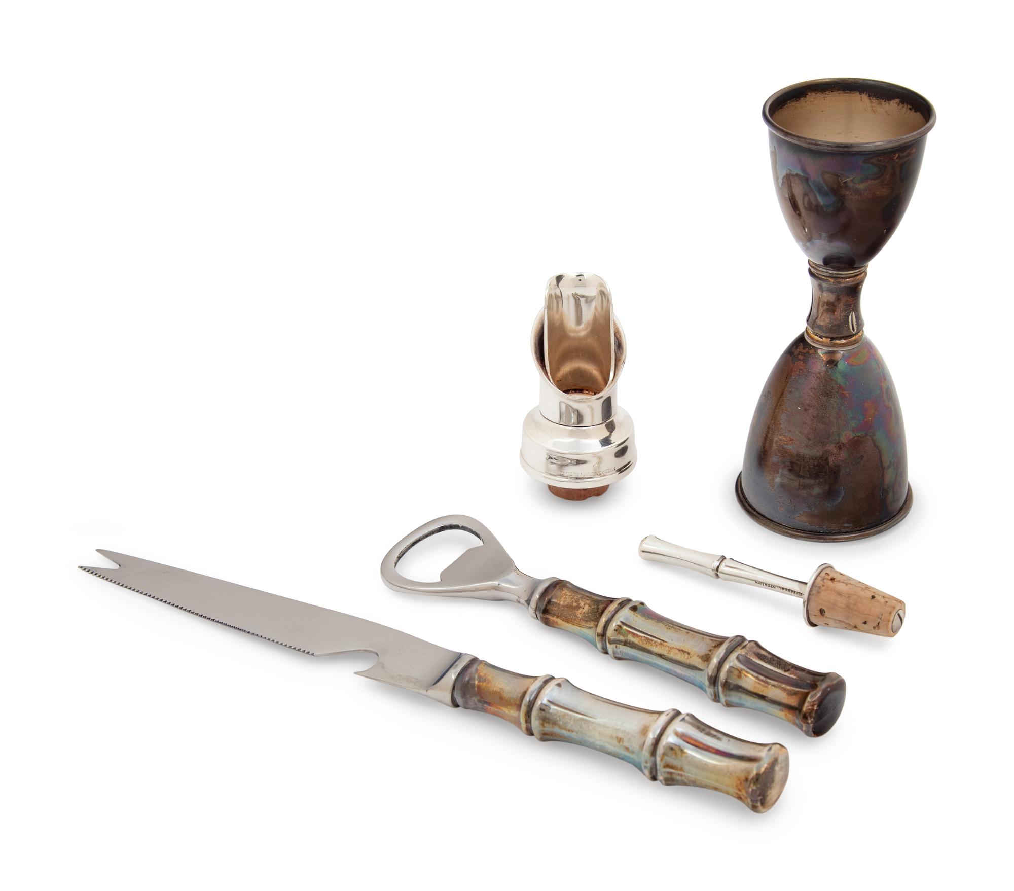 A Group of Four Tiffany & Co. Silver Bamboo Pattern Bar Articles