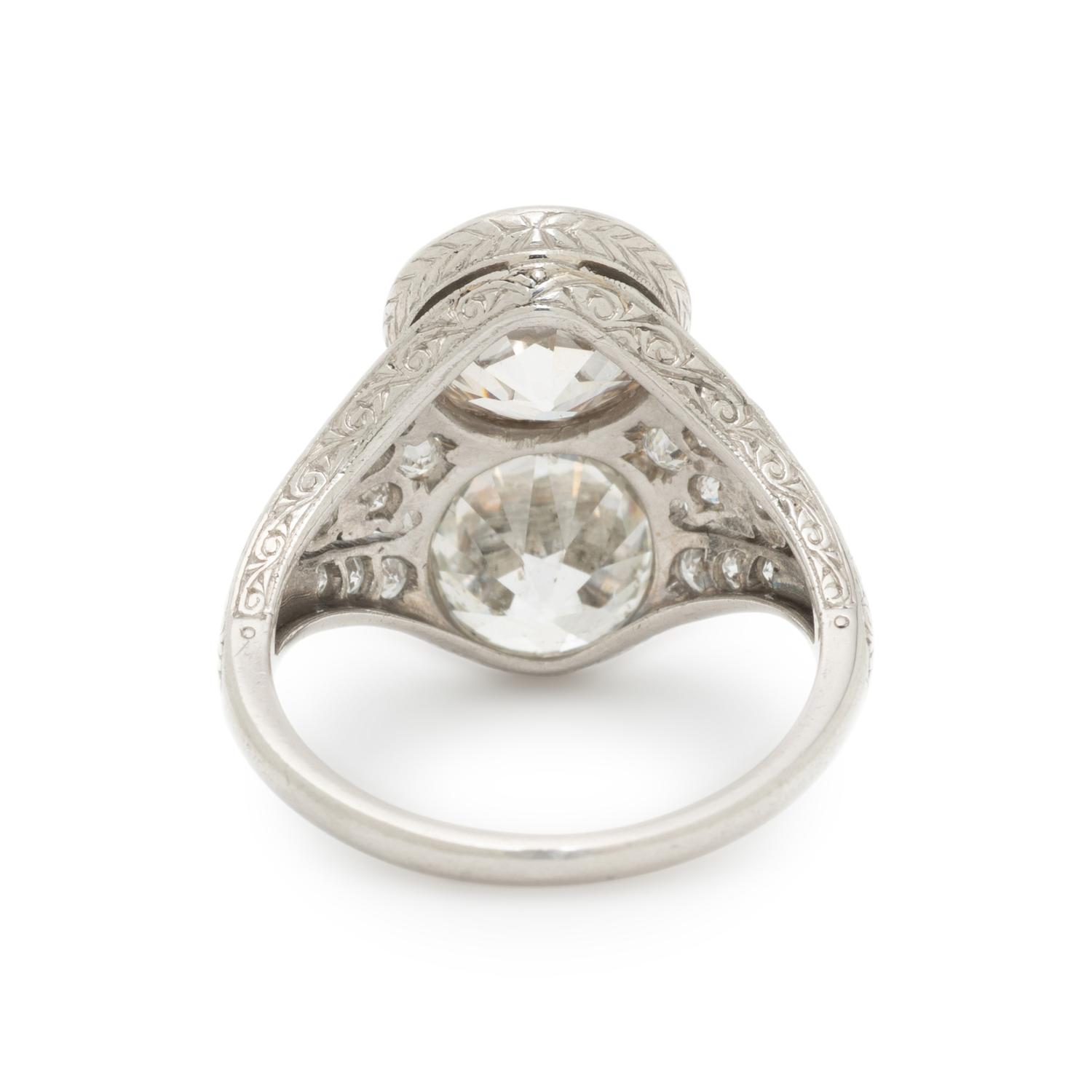 ART DECO, DIAMOND AND PLATINUM TOI ET MOI RING
