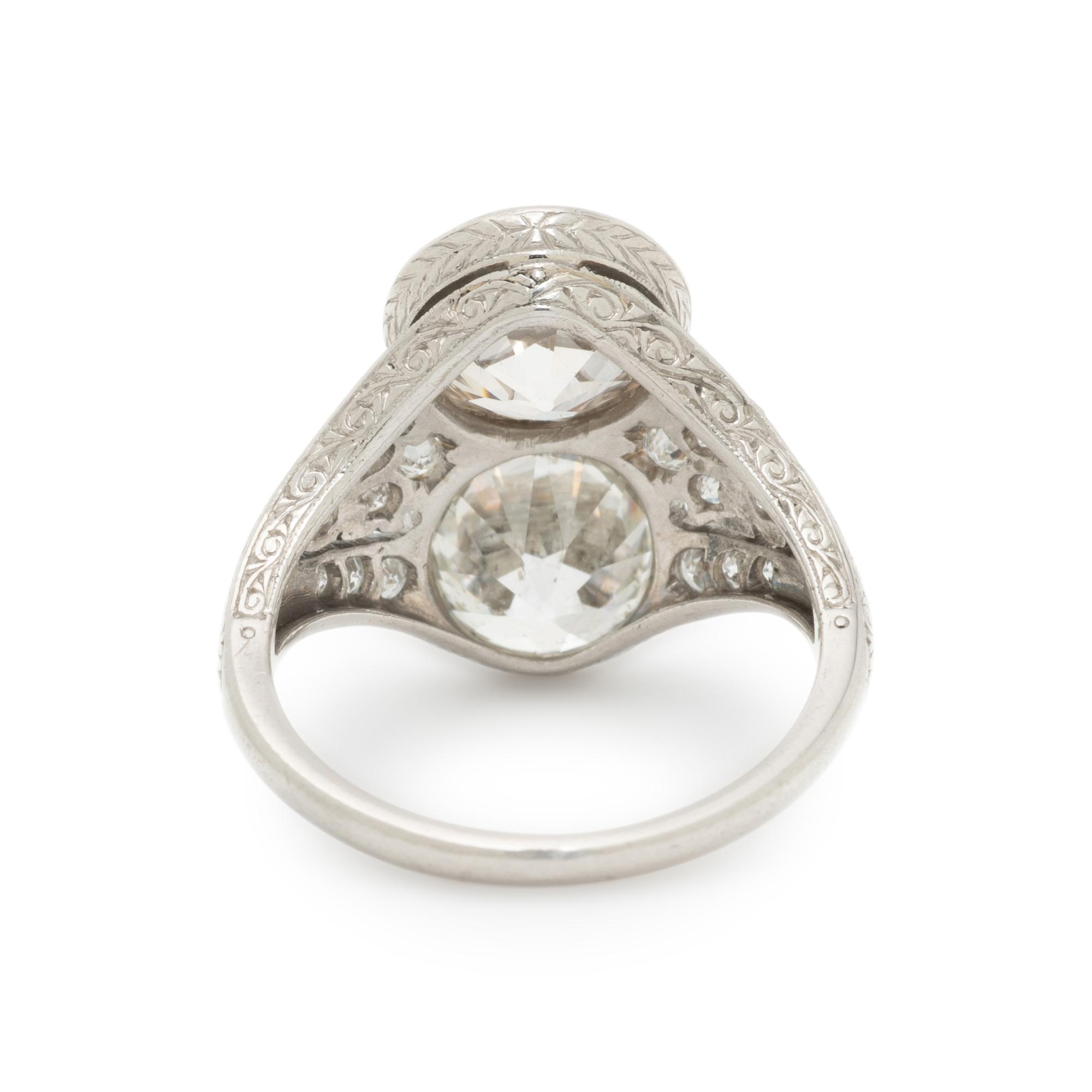 ART DECO, DIAMOND AND PLATINUM TOI ET MOI RING
