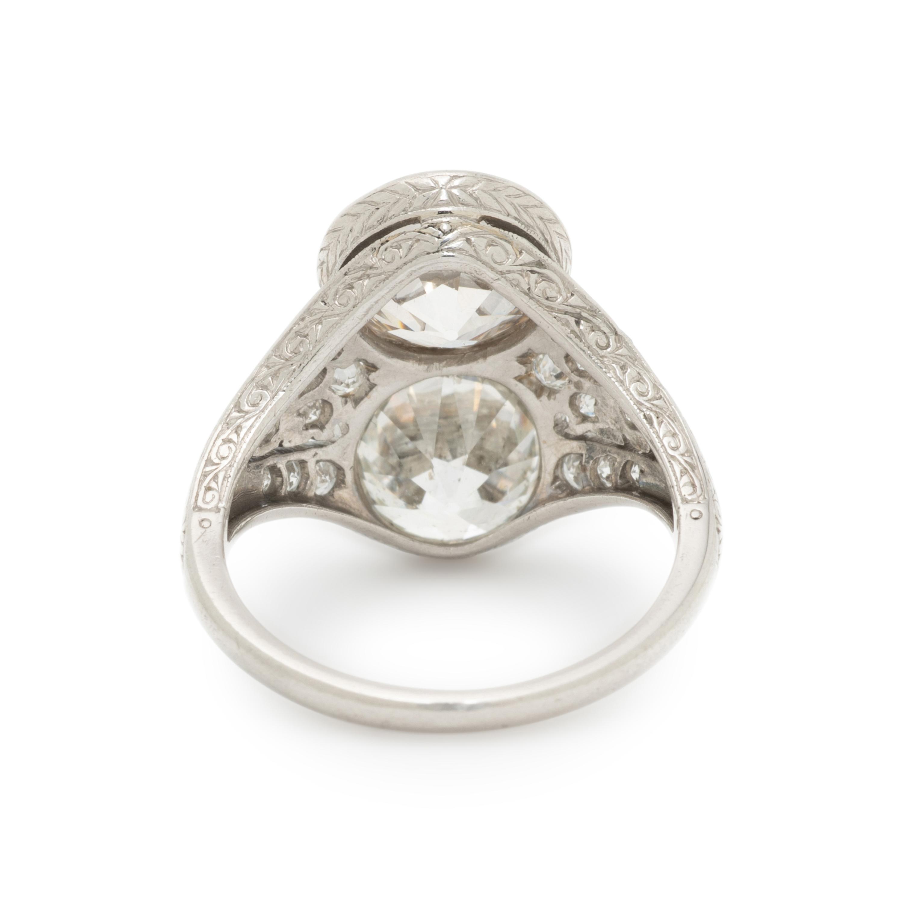 ART DECO, DIAMOND AND PLATINUM TOI ET MOI RING