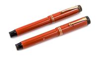 Two VIntage Parker Duofold Fountain Pens Length 5 3/8 inches.