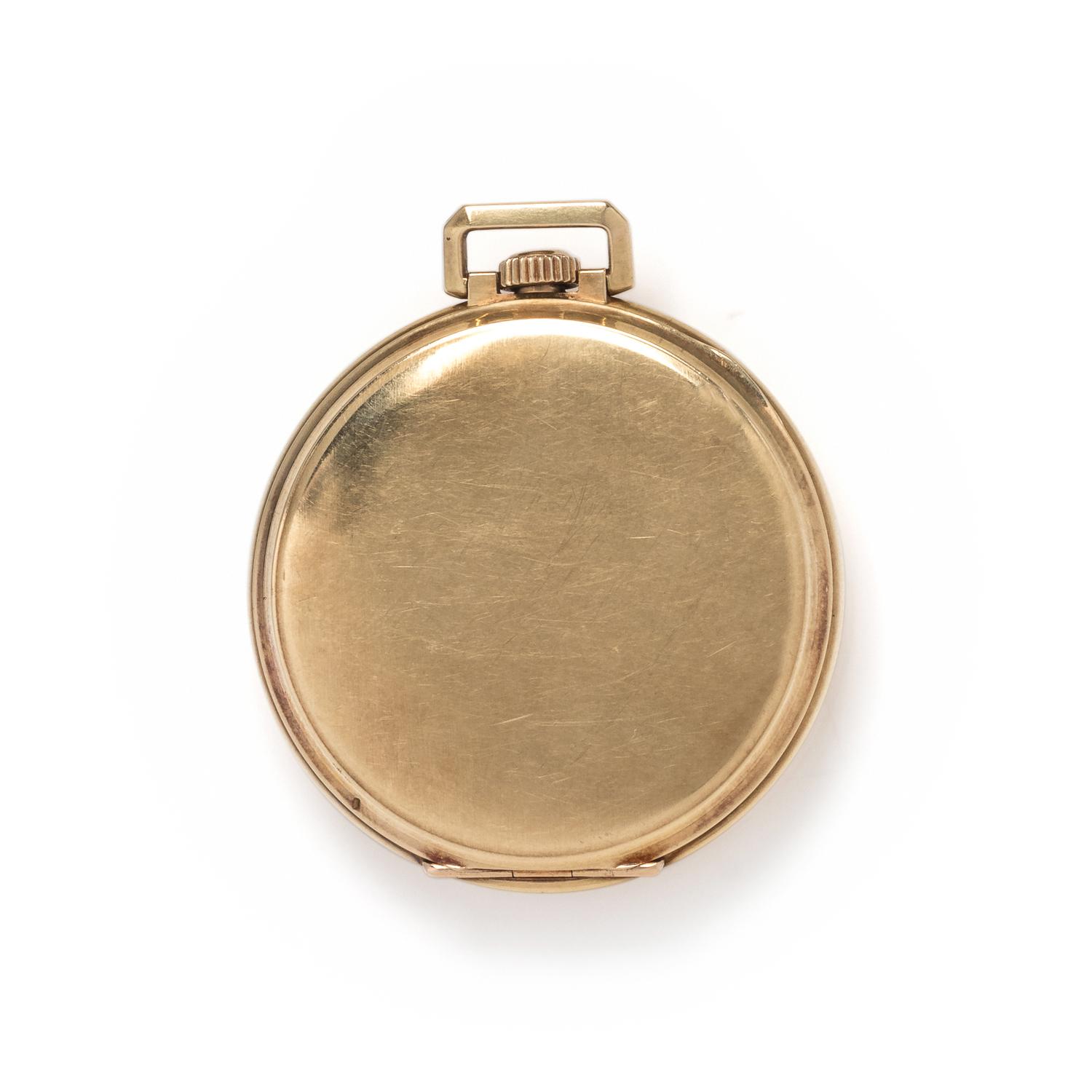 HAMILTON, 14K YELLOW GOLD OPEN FACE POCKET WATCH