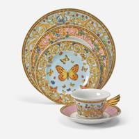 A porcelain dinner service for fifteen in "Ikarus - Le Jardin de Versace" pattern Versace for Rosenthal, Germany, Modern