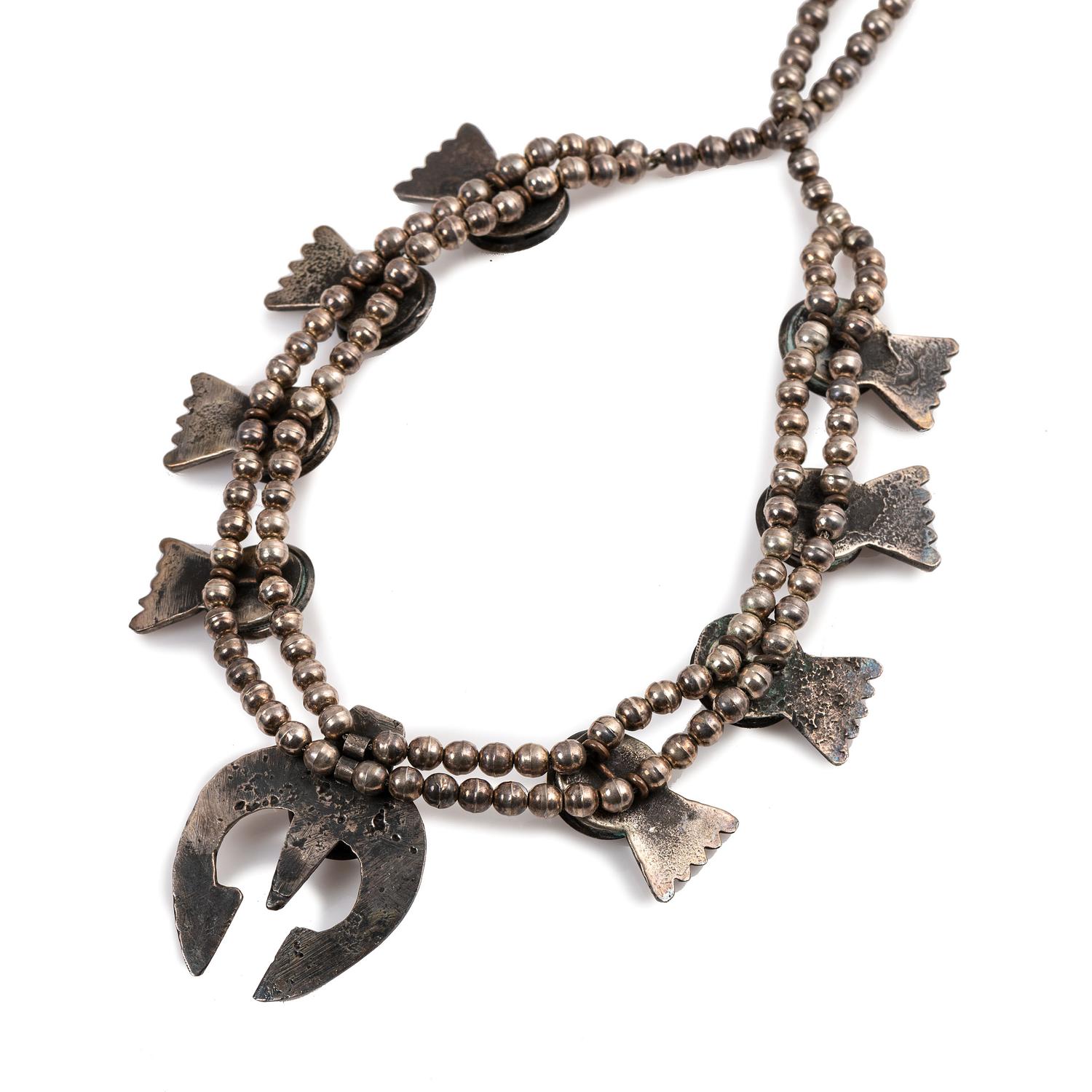 Southwestern-Style Buffalo Nickle Squash Blossom Necklace