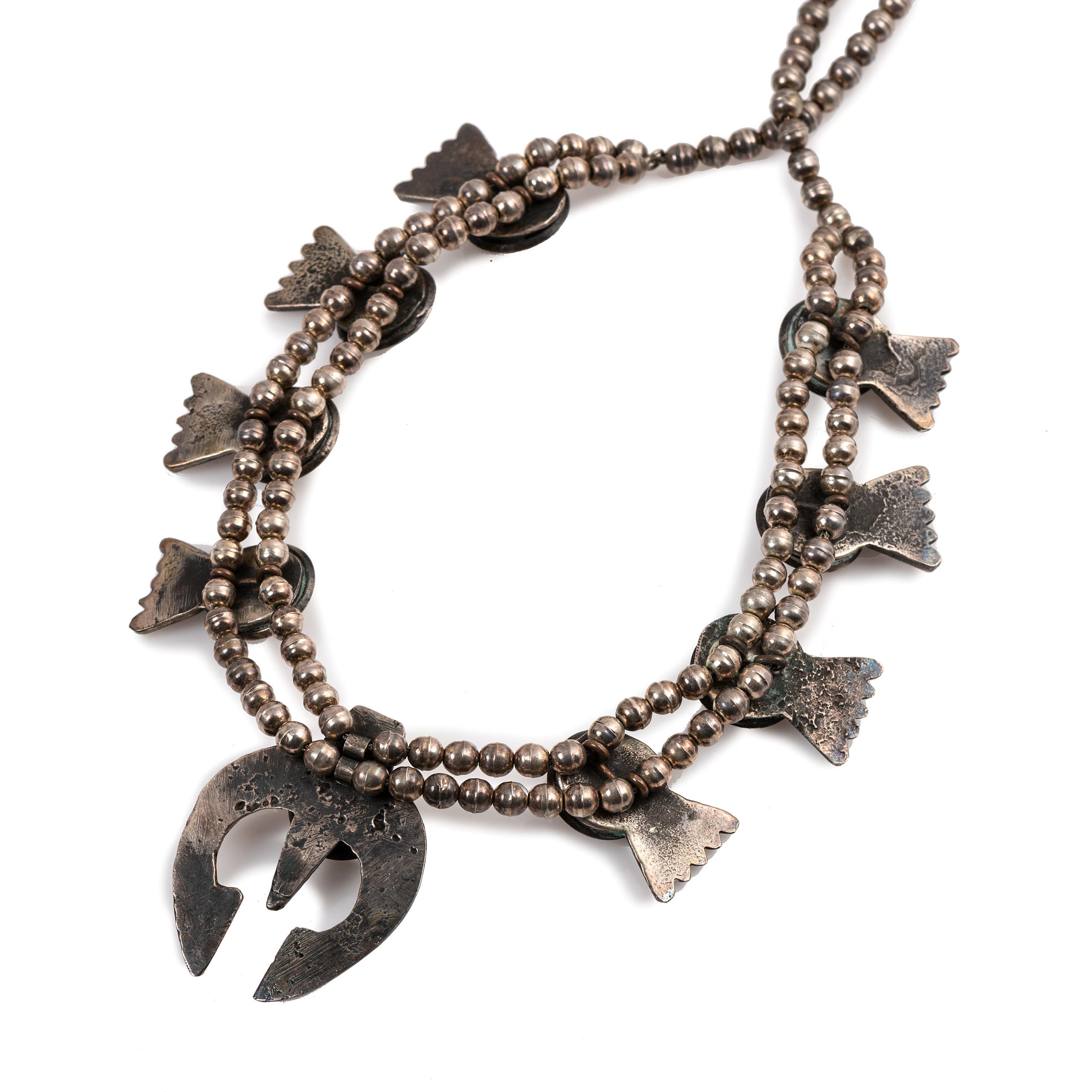 Southwestern-Style Buffalo Nickle Squash Blossom Necklace