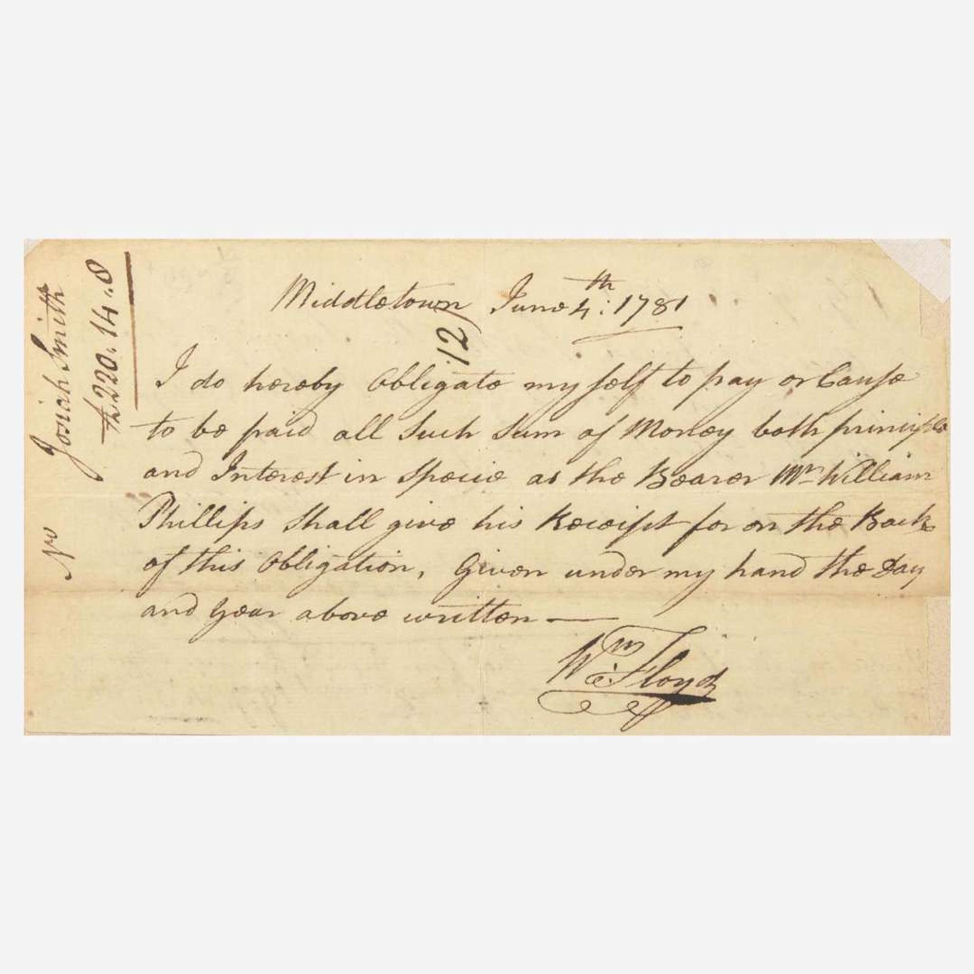 [Declaration of Independence] [New York] Floyd, William Autograph Document, signed