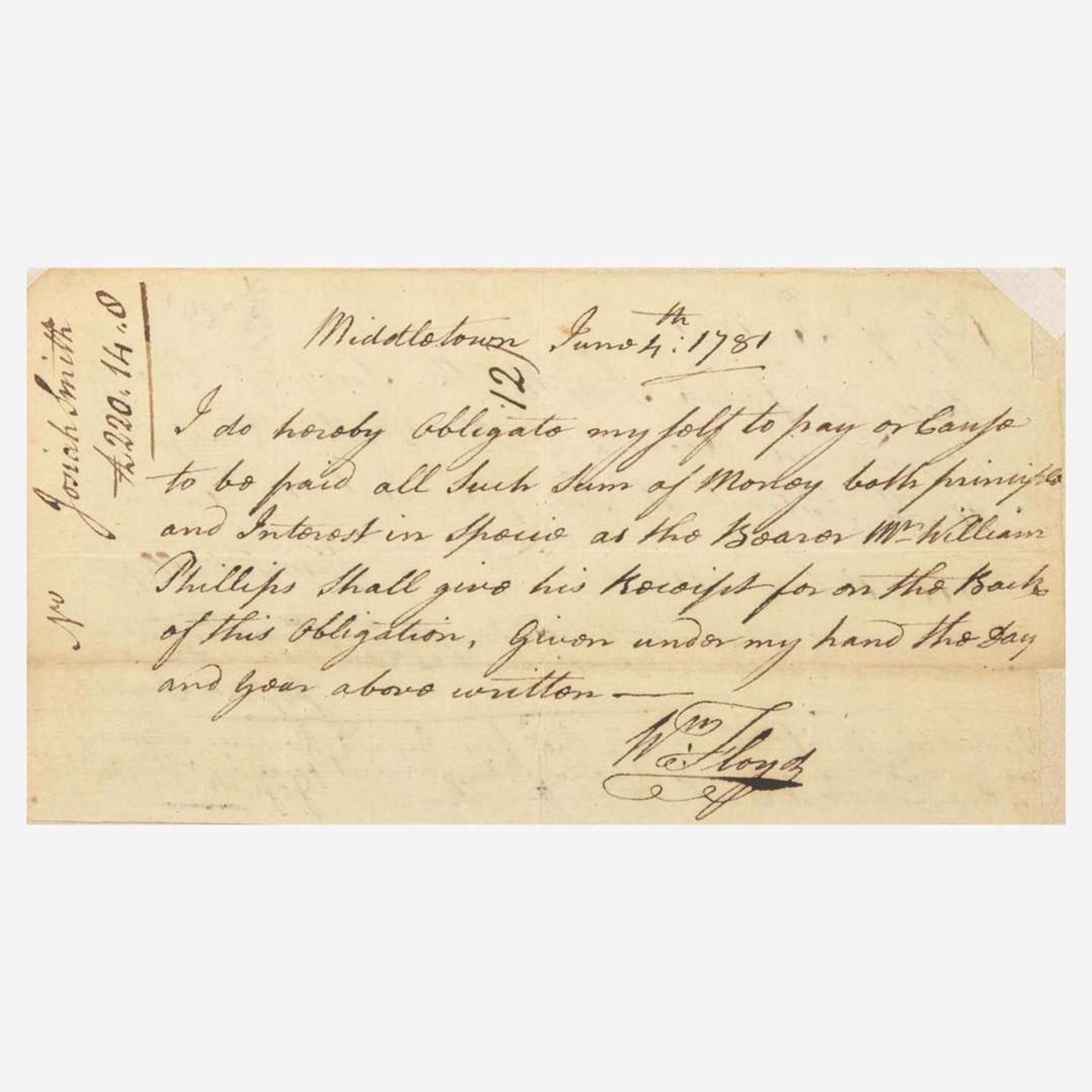 [Declaration of Independence] [New York] Floyd, William Autograph Document, signed