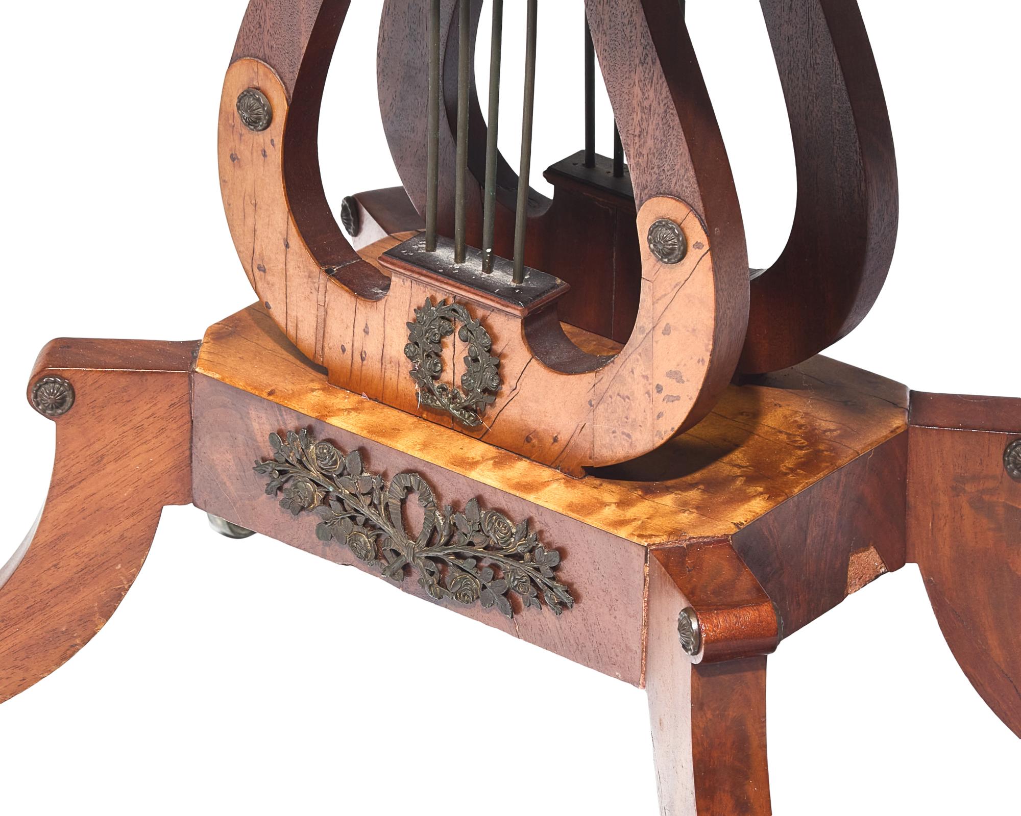A Federal Mahogany and Figured Maple Lyre Base Sewing Table, Baltimore, MD, Circa 1810
