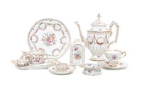 An Assembled Dresden Porcelain Dinner Service Height of coffee pot 10 1/2 inches.