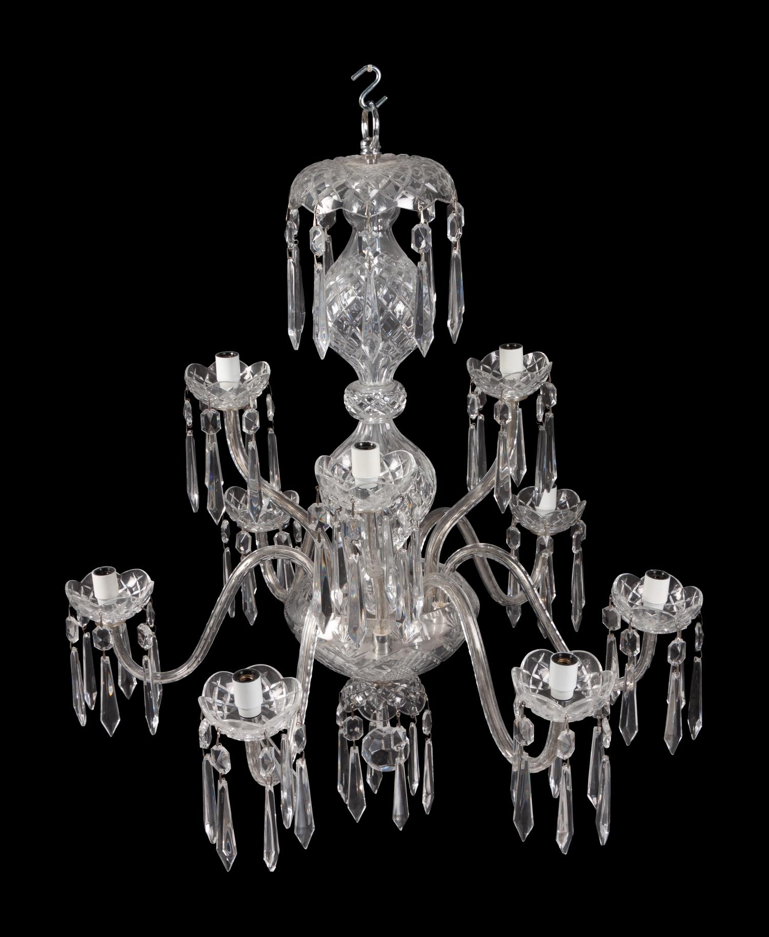 A Waterford Crystal Nine Arm Chandelier