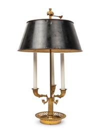 An Empire Style Gilt Bronze Bouillotte Three-Light Lamp