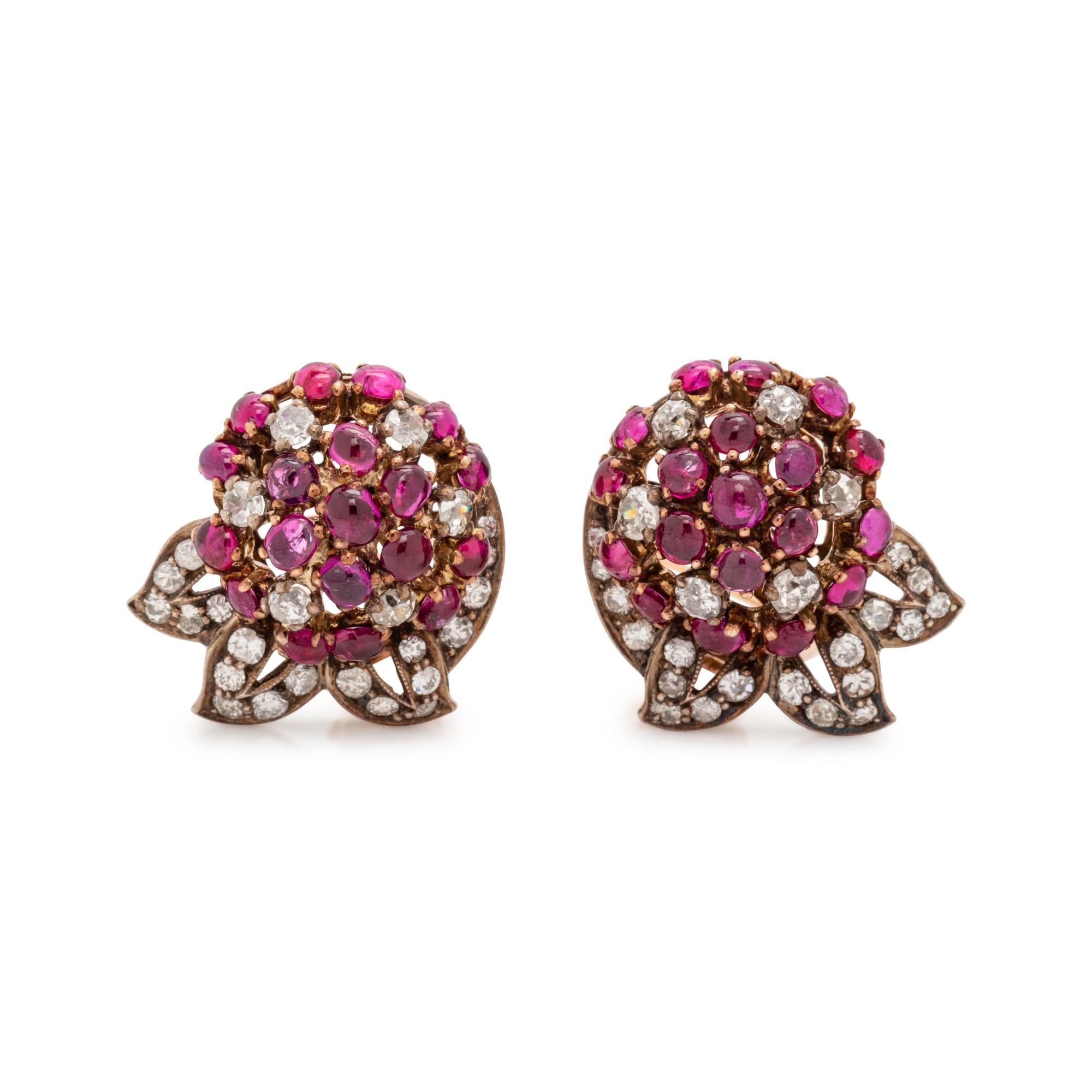 RUBY AND DIAMOND EARCLIPS