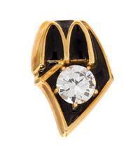 An 18 Karat Yellow Gold, Diamond and Enamel McDonald's Lapel Pin, 4.10 dwts.