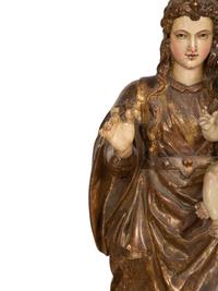 A Continental Carved and Polychrome Painted Madonna and Child