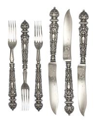 A Group of English Silver Flatware, R. Hovenden & Sons, England 1987, comprising: 6 fish knives 6 forks