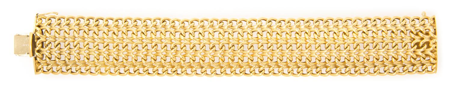 An 18 Karat Yellow Gold Woven Link Bracelet, 27.10 dwts.