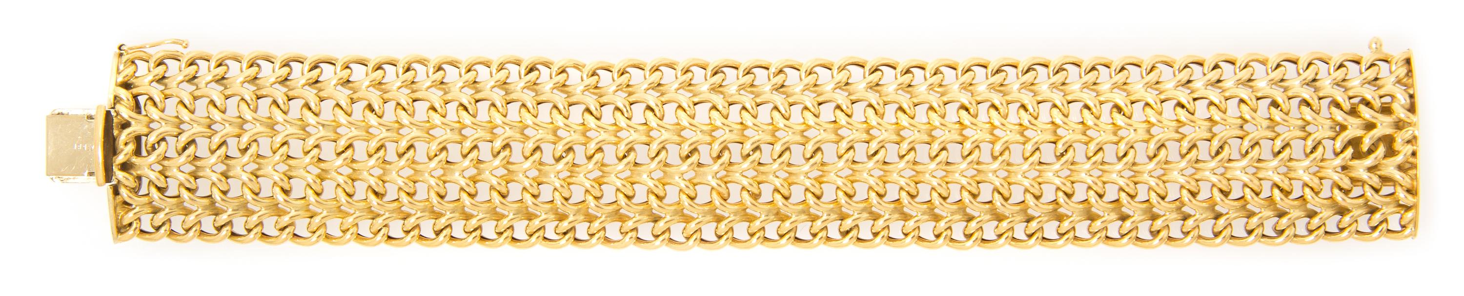 An 18 Karat Yellow Gold Woven Link Bracelet, 27.10 dwts.